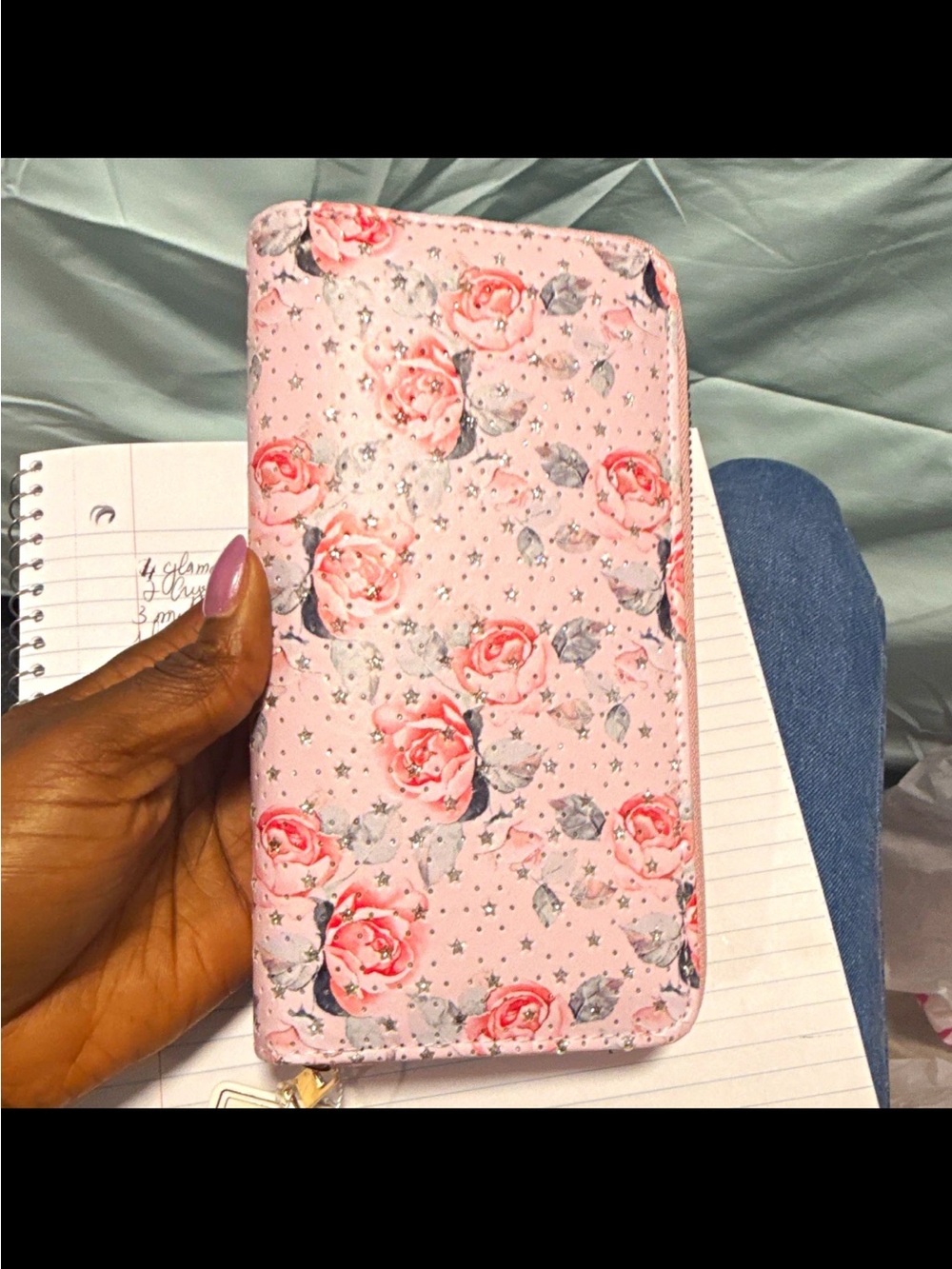 Pink Floral Phone Wallet Case - Unbranded